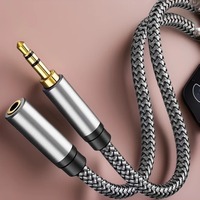 Câbles audio tressés en nylon, stéréo coaxial Aux DC 3.5mm plaqué or pour microphone écouteurs haut-parleur de voiture