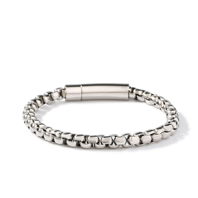 Custom Punk Unisex Jewelry Hook Clasp Hand Belt 925 Sterling Silver Cuban Snake Bone Bracelet for Men