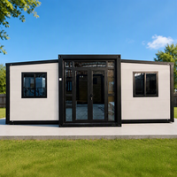 Cabine mobile modulaire préfabriquée de luxe de 40 pieds avec cadre noir et jaune désert, extensible, pour hôtel, boutique ou resort