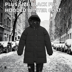 Chaqueta Parka Acolchada Gruesa con Capucha para Hombre, Talla Grande, Color Negro, con Logotipo Frontal Personalizado, Resistente al Viento y Transpirable - Product Image 2