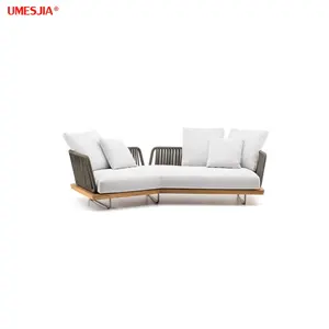 Canapé en teck de luxe de style italien moderne, ensemble de meubles d'extérieur pour le jardin, capes et causeuses, Sunray