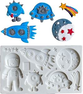 Moules à Fondant d'astronaute, fusée, espace robotique, avion, moules en Silicone pour <span class=keywords><strong>la</strong></span> décoration <span class=keywords><strong>de</strong></span> gâteaux, moule à chocolat - Product Image 2