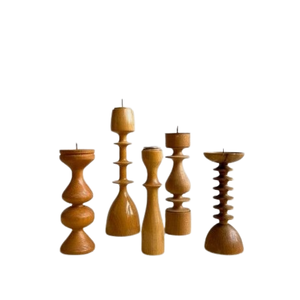 Juego de tres candelabros de madera de acacia, soporte decorativo de Navidad para el hogar y el Hotel, linternas de piedra y decoración de tarros de velas - Product Image 5