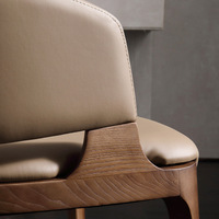 Chaise de salle à manger en cuir de style antique, structure en bois massif à tenons et mortaises, design non pliable, pour hôtel, restaurant, usage domestique