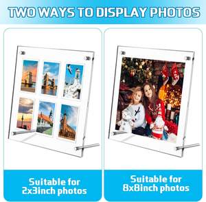 Soporte de marco de <span class=keywords><strong>fotos</strong></span> de mesa de acrílico transparente a medida con 6 inserciones para <span class=keywords><strong>boda</strong></span> - Product Image 3