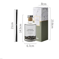 Usine directe bouteille en verre désodorisant 200ml diffuseur de roseau coffret cadeau de luxe couvercle en liège bâton de parfum diffuseur de parfum