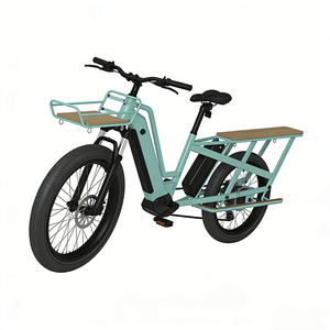 Vélo cargo électrique pliable sans balais, cadre en alliage d'aluminium, pneus larges, freins à disque hydrauliques, moteur central 500W, batterie au lithium - Product Image 3