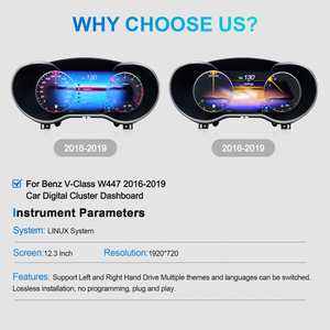 Navihua - Nueva Pantalla LCD Digital para el Panel de Instrumentos del Mercedes Benz Clase V W447 2016-2019, Velocímetro, Panel de Instrumentos del Automóvil - Product Image 6