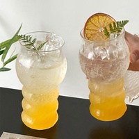 Glazen beker met opdruk, transparant, 'bubble juice'-design, Koreaans, schattig, herbruikbaar, voor koffie, latte, etc., voor cafés.