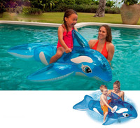 Flotteur gonflable de piscine de dauphin avec des poignées enfants et adultes cavalier sur l'anneau flottant de piscine amusement d'été