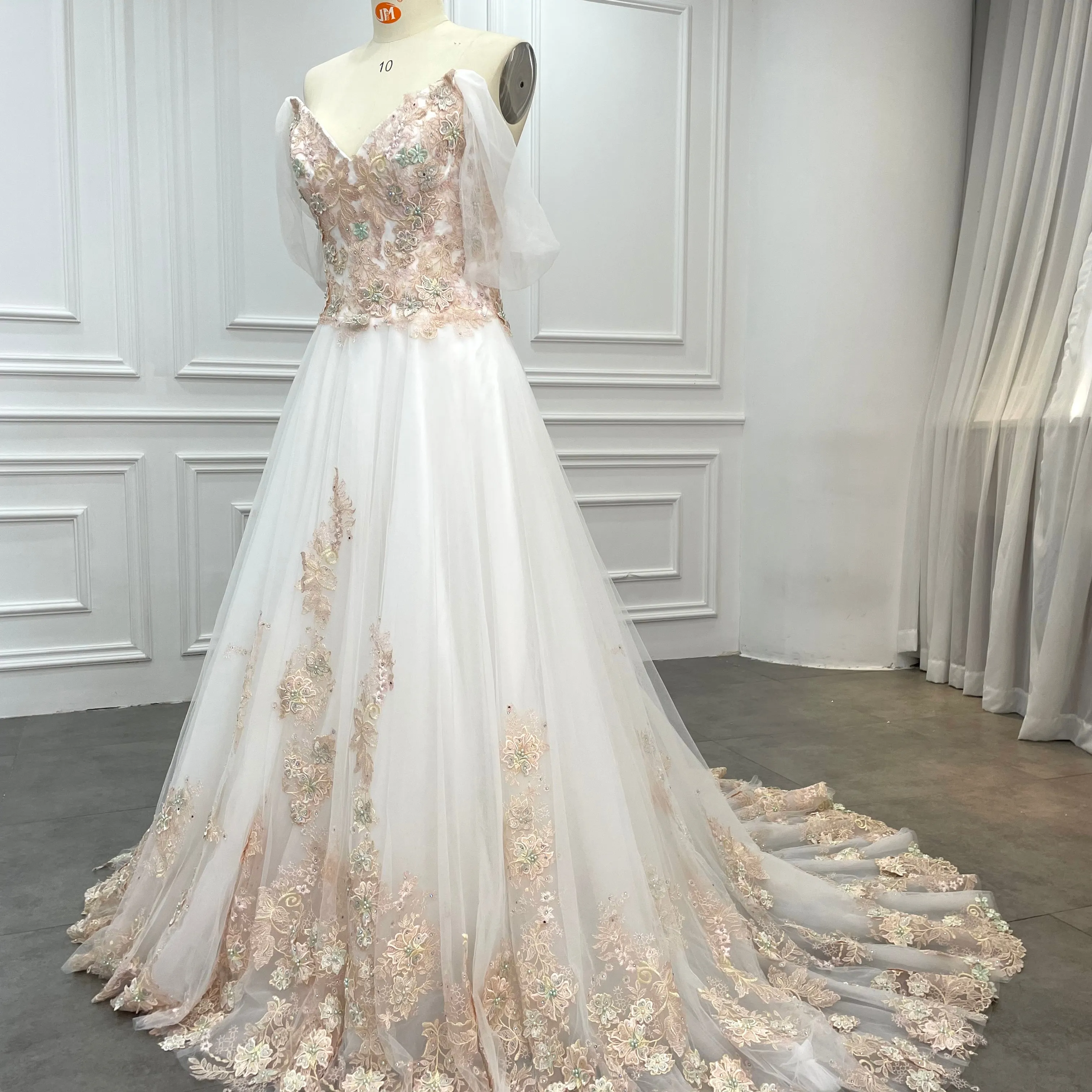 New Design Detachable Sleeve High Quality Fairy Wedding Dress A-line Suzhou Wedding Dresses Bridal For Women 2022