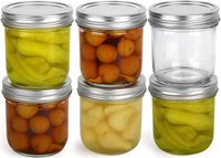 Bocal en verre de 10 oz pour le stockage des aliments ménagers disponible avec couvercle fendu en deux pièces et bande ou une pièce emballée dans un carton