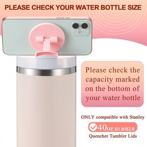 Soporte de teléfono magnético Compatible con Stanley Cup 40 oz Quencher H1.0 2,0 tapas soporte de teléfono de botella de agua plegable con espejo - Product Image 6