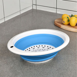 लचीली फोल्डेबल सब्जी स्ट्रेनर सिलिकॉन स्ट्रॉनर छोटे वॉशिंग बाउल नाली की टोकरी रसोई सामान ढहने योग्य - Product Image 1