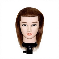 Mannequin de tête de perruque pour homme, 12 pouces (53 cm), 600 g, cheveux humains lisses non Remy, noués à la main, pour formation en salon et pratique (vente en gros)