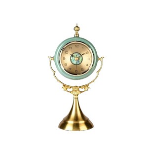 Retro Style Ceramic Table <b>Clock</b> Circular Gold Base Decorative Desktop <b>Clock</b> Home Ornament - Product Image 5