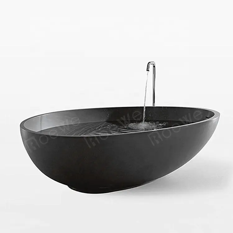 1.8m length black artificial stone bathtub, matt solid surface marble bath tub, freestanding soaking hot tub