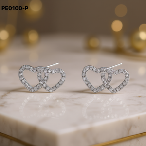 Pendientes Amy Amy con forma de corazón y circonita para mujer, joyería romántica para uso diario PE0100 - Product Image 2