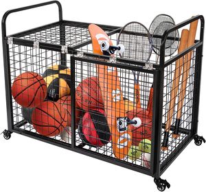 Eisen rahmens truktur Stapelbare Bälle Käfig Tragbare Körbe Kunden spezifische abschließbare Ballsp eicher Rolling Basketball Rack - Product Image 6