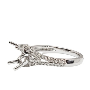 Bijoux à court délai de livraison Logo laser de qualité supérieure 18k solide or blanc véritable diamant forme ronde semi-monture fiançailles pour les femmes - Product Image 2