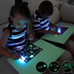 Kids A5 Magic Tekentafel Led Pen Tekening Art Board Glow In The Dark Tekentafel Voor Kinderen Leren Speelgoed