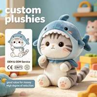 Peluche de chat requin personnalisée en gros, jouet en peluche chaton, adorable peluche animal marin pour cadeau d'enfant