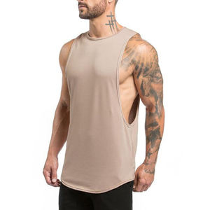 All'ingrosso taglie forti in <span class=keywords><strong>cotone</strong></span> girocollo senza maniche ampio Casual canottiere traspirante palestra Fitness da uomo t-shirt - Product Image 5