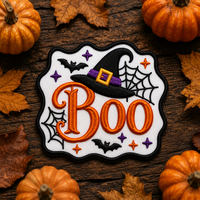 Meilleures ventes : Patchs brodés thermocollants en tissu, motif chauve-souris Boo, design personnalisé Halloween, pour chapeaux, prix de gros
