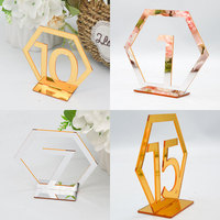Numéros de table 3D en acrylique, centres de table de mariage, supports de marquage des places dorés et argentés effet miroir, panneaux DIY pour décorations de réception