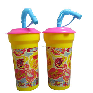Vaso de Agua Tradicional de Plástico PP de 450 ml (16 oz), Libre de BPA, Ecológico, con Tapa y Pajita para Niños y Adultos - Product Image 2