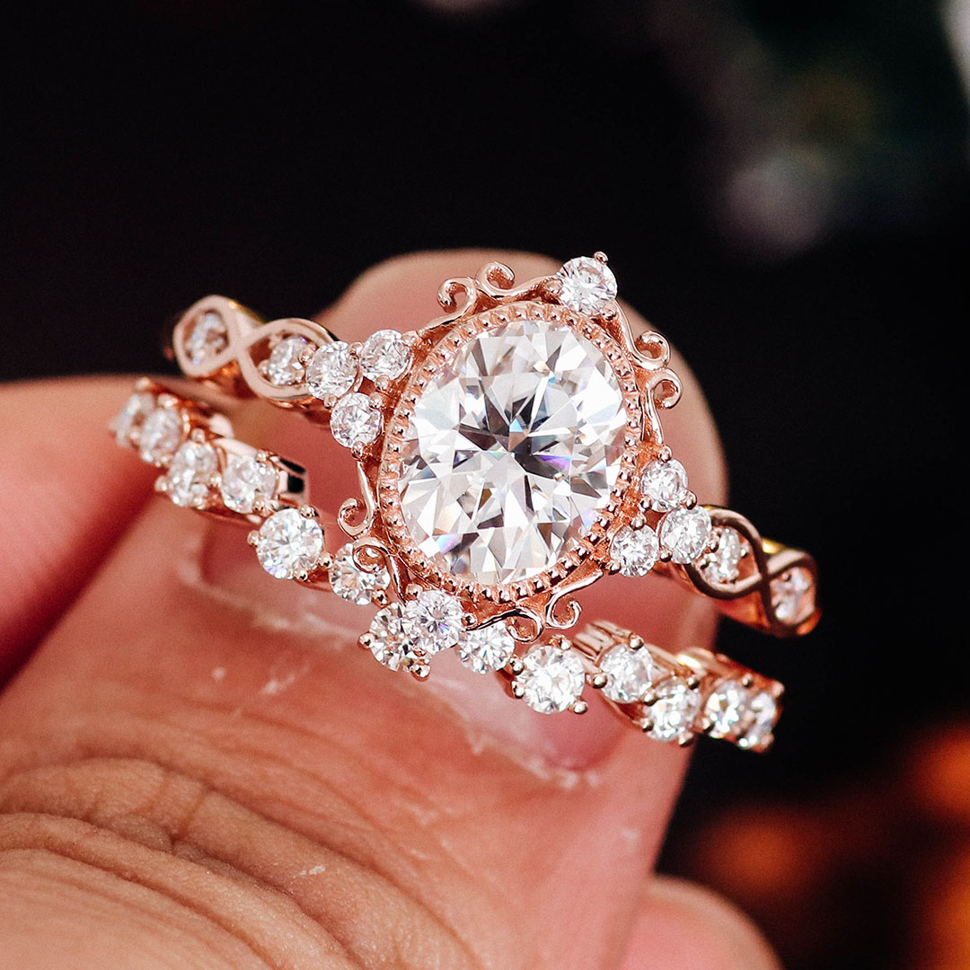 Real solid 10K gold moissanite diamond ring