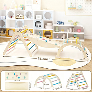 Wooden Indoor Climbing <b>Frame</b> For Toddlers With Colorful <b>Ladder</b> And Geometric Shapes Unisex Play Set For Kids 1-6 Years - Product Image 5