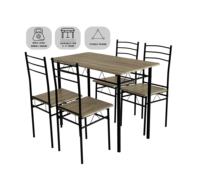 Offre Spéciale : Ensemble de Salle à Manger Design Moderne 1+4 DS-211 – Table à Manger MDF+PVC pour 4 Personnes avec Chaises Métalliques – Mobilier de Maison