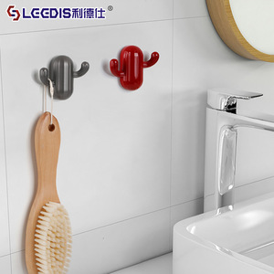 LGEDIS Cactus Shape Wall Hook Punch Free Metal Bathroom Storage Hook For Clothes Towel Door Wall Mount - Product Image 1