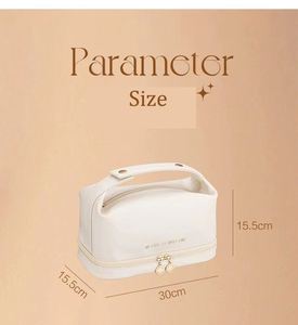 Sac de maquillage pour femme en cuir PU personnalisé, multifonctionnel, imperméable, avec fermeture éclair, Peachloft, grande capacité, mini sac de voyage - Product Image 4