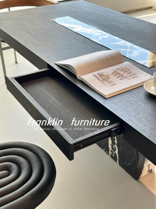 Phong cách Ý tối giản hiện đại đơn giản bàn trà bàn ăn gỗ rắn màu đen trắng hoa đá cẩm thạch thiết kế Bàn cà phê nghệ thuật nhà - Product Image 4