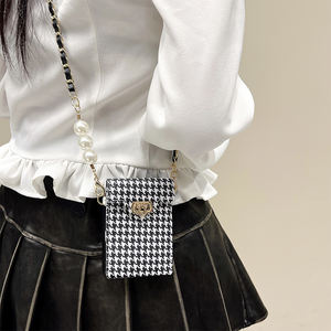 Étui <span class=keywords><strong>de</strong></span> téléphone en cuir perlé à bandoulière, écran pliable, rabat, fermeture à glissière, porte-monnaie, porte-cartes, grille pour Samsung Zflip5 Zflip4 Zflip6 - Product Image 2