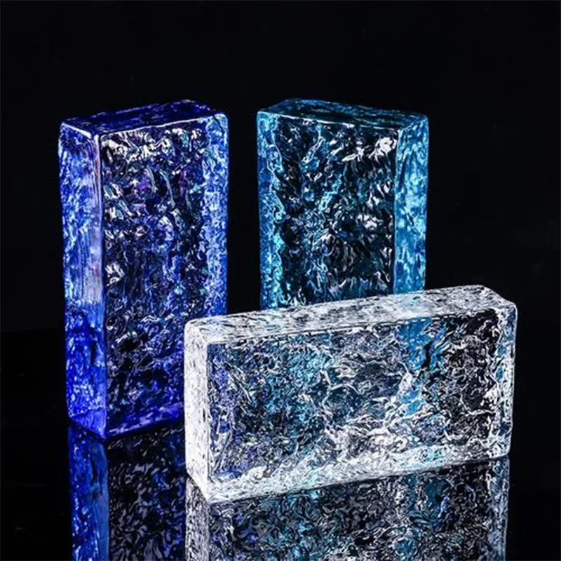 Colored radiant glass solid brick new style robust art glass with holes rectangular wholesale glass bricks