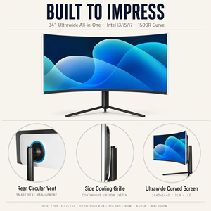 Computadoras Todo en Uno UW34 de <span class=keywords><strong>34</strong></span> Pulgadas Ultrawide 3440x1440 21:9 1500R Curva LED Intel <span class=keywords><strong>Core</strong></span> I3 32GB RAM 2TB SSD Windows 11 PC AIO - Product Image 2