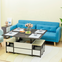 Table basse/table à thé/table à manger multifonctionnelle en bois avec plateau relevable et tabourets, meubles de salon/salle à manger