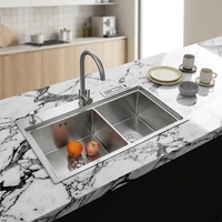 Robinet d'évier de cuisine encastré en acier inoxydable 304, design moderne carré, surface noire résistante aux rayures pour légumes