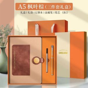 Customizable Creative PU Leather Business Journal Diary Portable Paper Cover Promotional Silk Screen Printed Notebook Gift Sets - Product Image 3