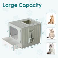 Grande litière pliable pour chat avec couvercle, design tiroir pour un nettoyage facile, contrôle des odeurs pour chats d'intérieur