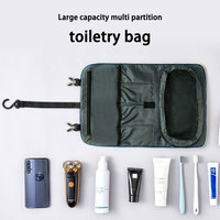 Bolsa de Aseo Plegable para Viaje, Organizador de Artículos de Aseo con Múltiples Compartimentos y Bolsa Desmontable con Cierre para Viajes de Negocios y Vacaciones