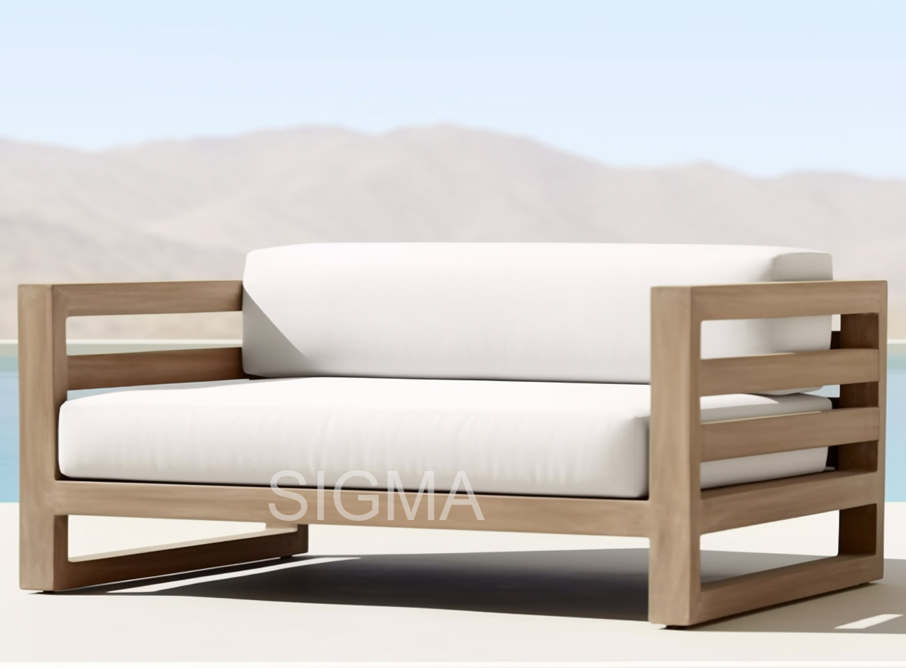 Luxury Teak Wood Lounge Chair Patio Outdoor Furniture Garden Sofa Set Teak Outdoor Sofa