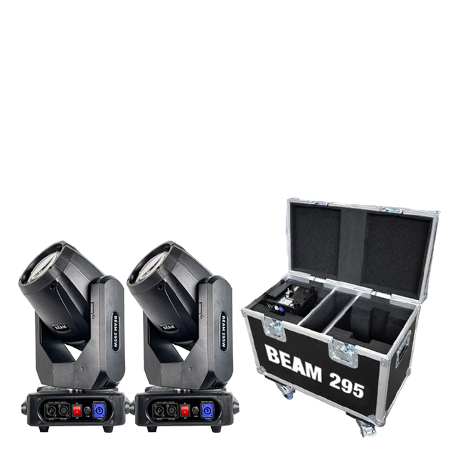 2PC 295W Stage Lighting Movil Beam Moving Head Lights Flight Case IP65 Night Clubs LED DMX512 RGB Ra95 Aluminum Alloy 50000