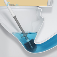 Brosse de nettoyage murale pour toilettes avec longue poignée, installation sans poinçon et nettoyage sans angle mort