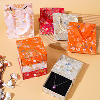 Boîte à bijoux de style japonais pour bracelets, bagues et colliers, avec tiroirs et boîte cadeau coulissante