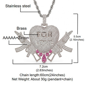 Elegante Collana con Ciondolo a Forma di Cuore in Ottone e Zirconi per Uomo e Donna, Gioielli Hip Hop Romantici, Regalo per Coppie in Oro e Argento - Product Image 2
