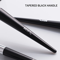 Lot de 12 pinceaux de maquillage professionnels OEM personnalisés pour la vente en gros, avec manches noirs mats écologiques et étiquetés, ensemble complet avec sac